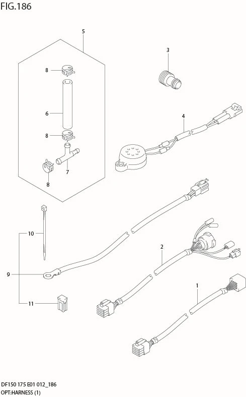 FIG 186 OPT:HARNESS (1) (DF150Z E40)
