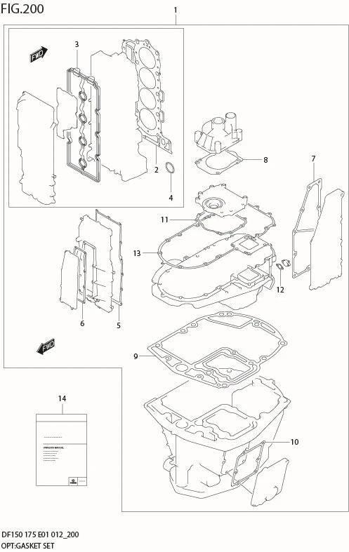 FIG 200 OPT:GASKET SET (DF150T E1)