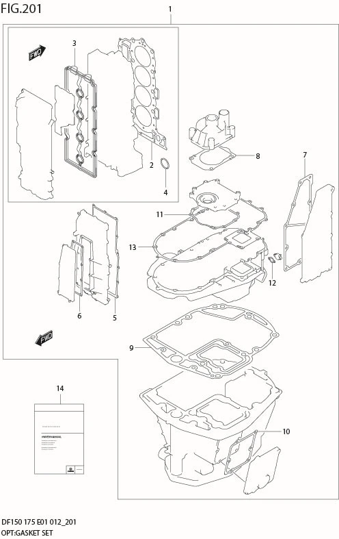 FIG 201 OPT:GASKET SET (DF150T E40)