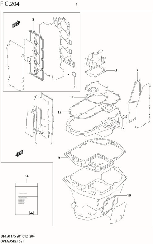 FIG 204 OPT:GASKET SET (DF175T E1)