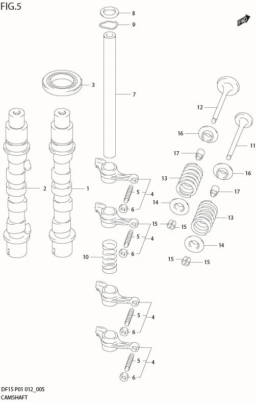 FIG 5   CAMSHAFT (DF15 P01)