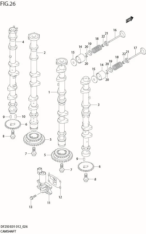 FIG 26  CAMSHAFT (DF250T E40)