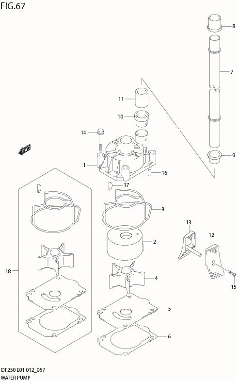 FIG 67  WATER PUMP (DF250Z E40)