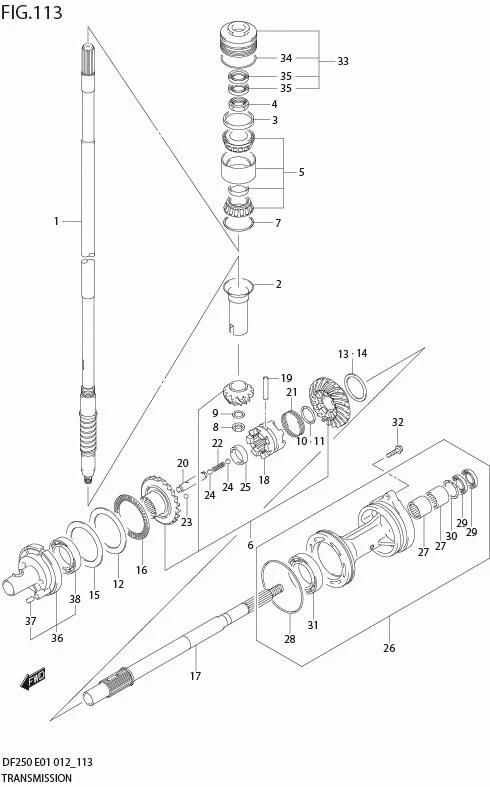 FIG 113 TRANSMISSION (DF225T E40)