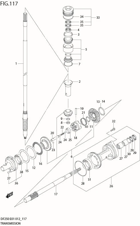 FIG 117 TRANSMISSION (DF250T E40)