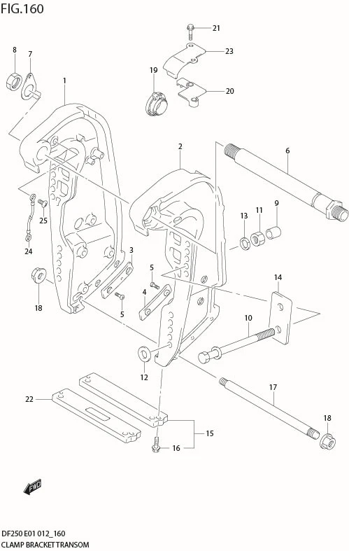 FIG 160 CLAMP BRACKET TRANSOM(X) (DF200T E40)