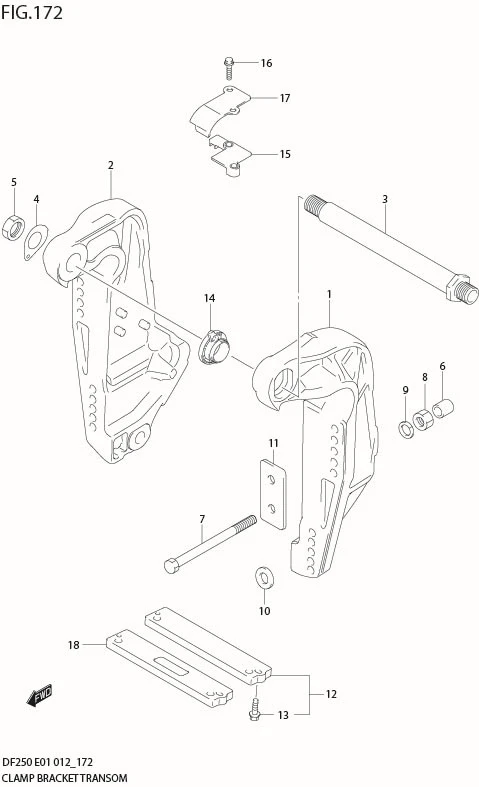 FIG 172 CLAMP BRACKET TRANSOM(L) (DF200T E40)