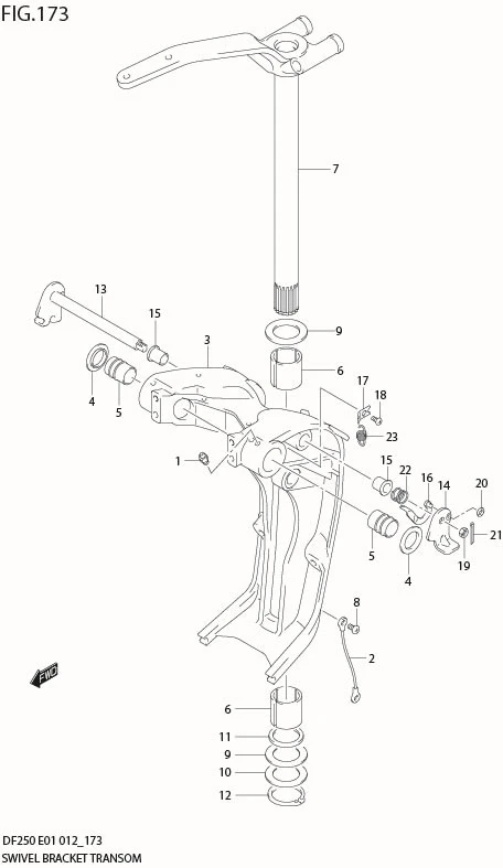 FIG 173 SWIVEL BRACKET TRANSOM(X,XX) (DF200T E1)