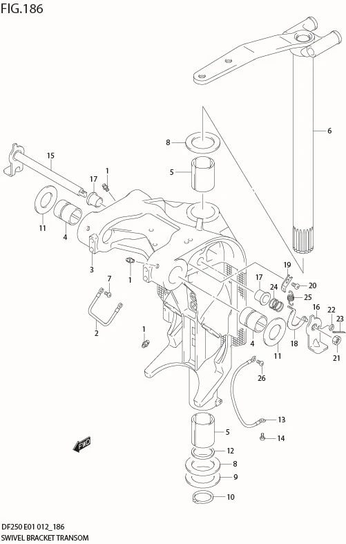 FIG 186 SWIVEL BRACKET TRANSOM(L) (DF200T E40)