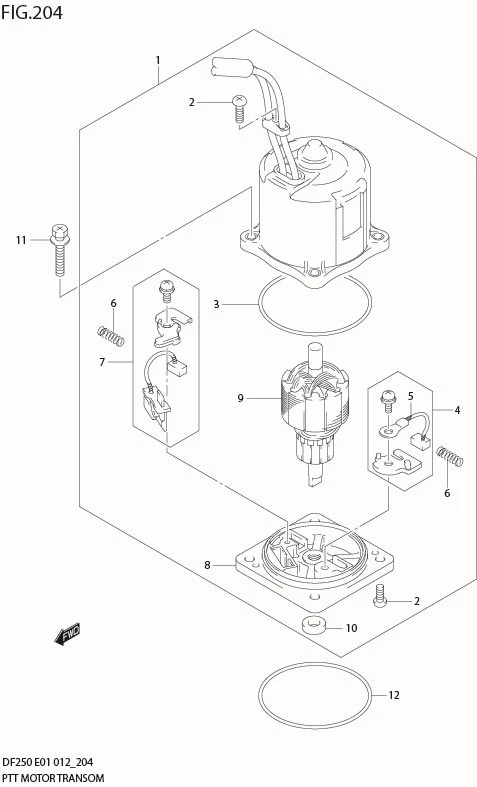 FIG 204 PTT MOTOR TRANSOM(X) (DF200Z E40)
