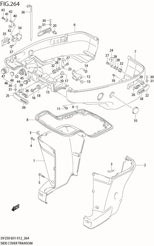 FIG 264 SIDE COVER TRANSOM(X,XX) (DF250Z E40)