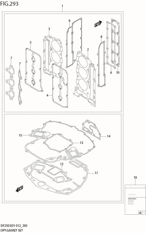 FIG 293 OPT:GASKET SET (DF200T E1)