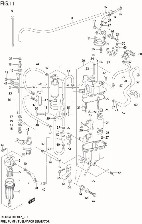 FIG 11  FUEL PUMP / FUEL VAPOR SEPARATOR (DF300A E40)