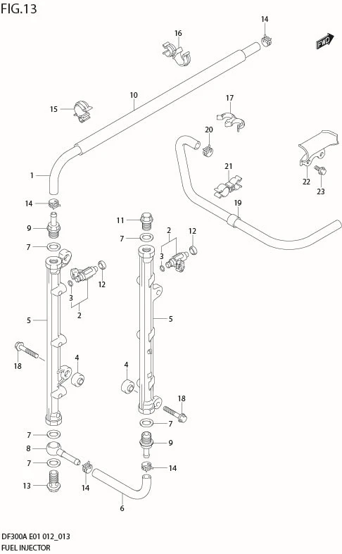 FIG 13  FUEL INJECTOR (DF300A E40)