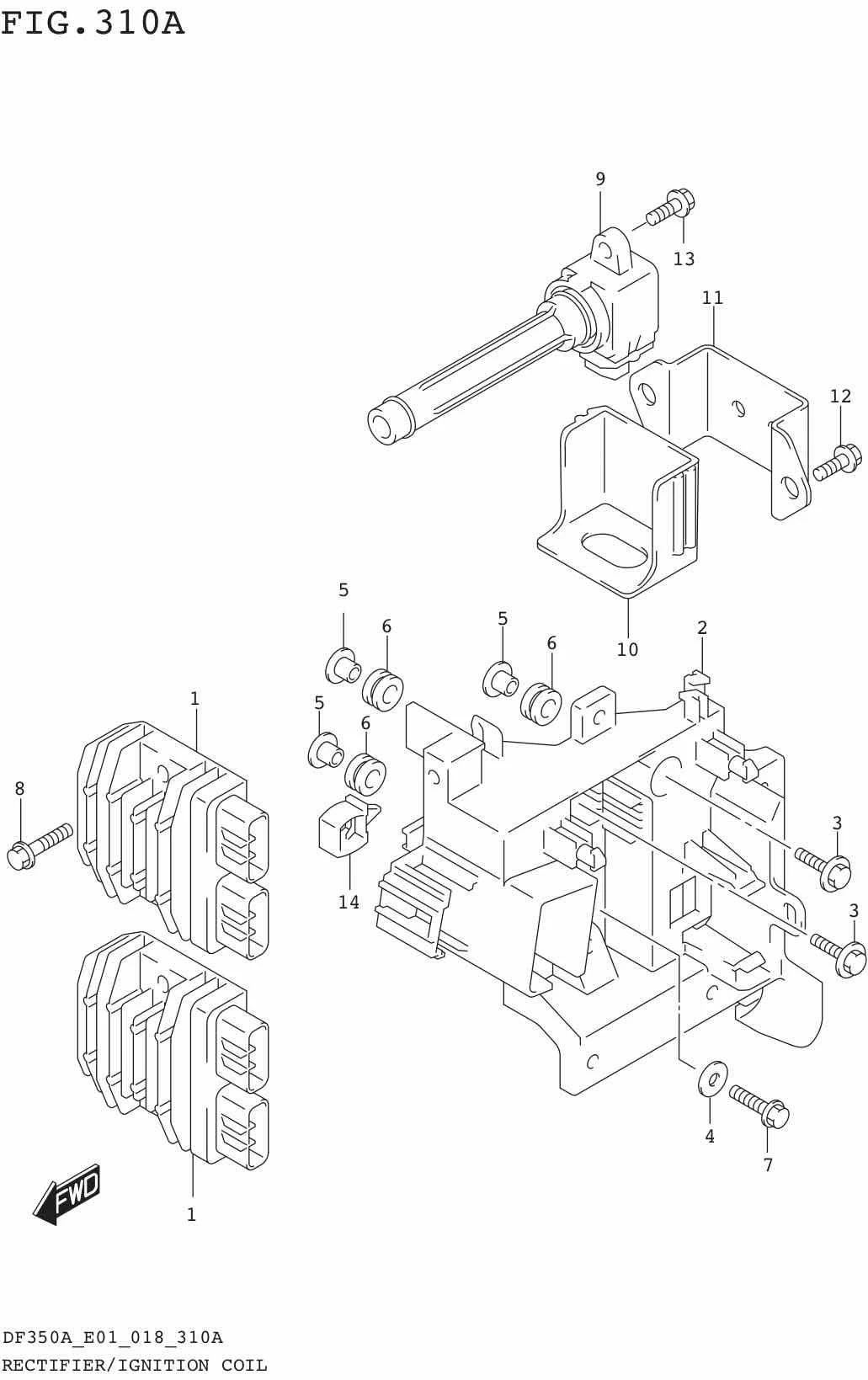 FIG.310A RECTIFIER/IGNITION COIL (DF350A)