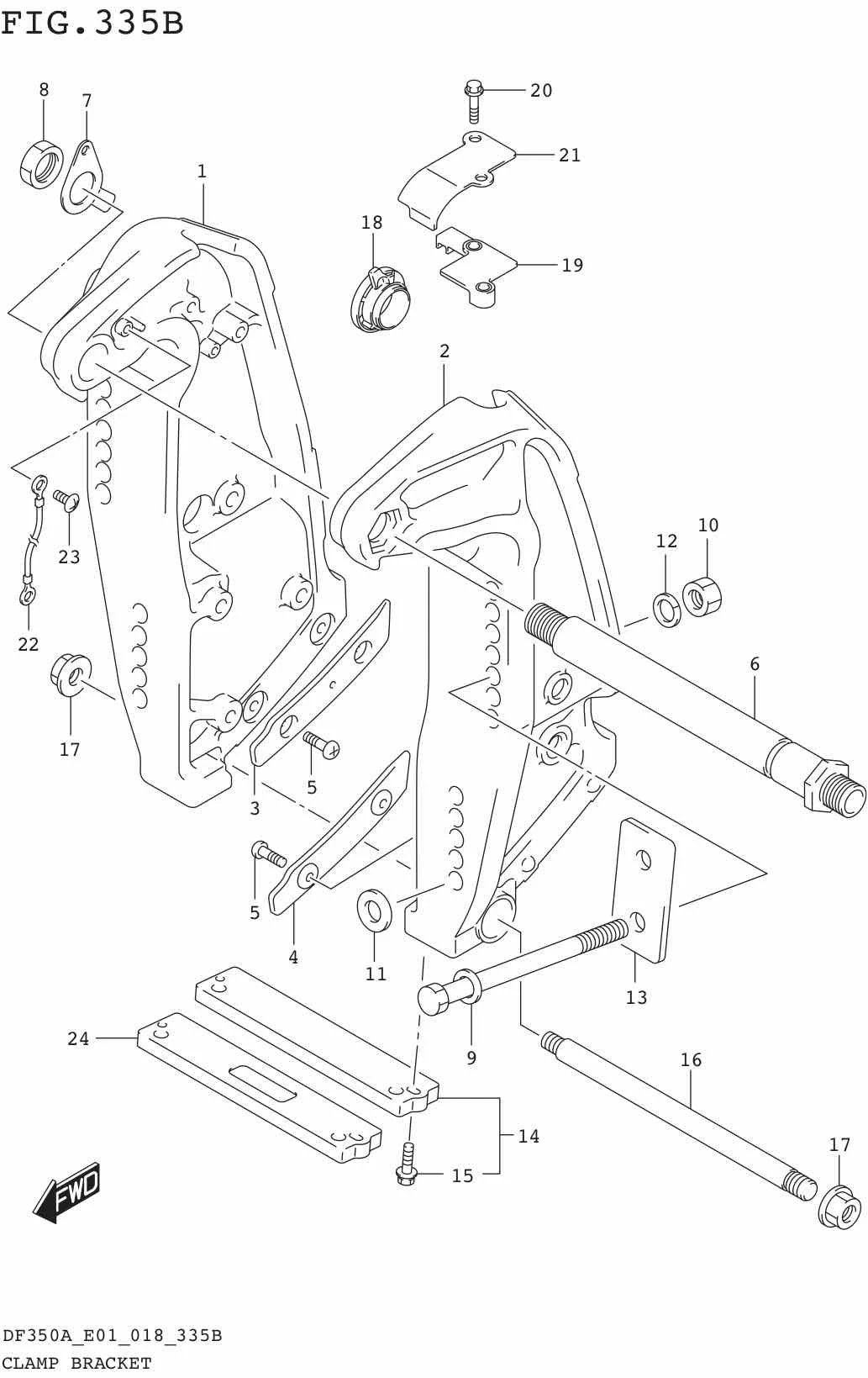 FIG.335B CLAMP BRACKET (DF350A:FROM VIN.811464)