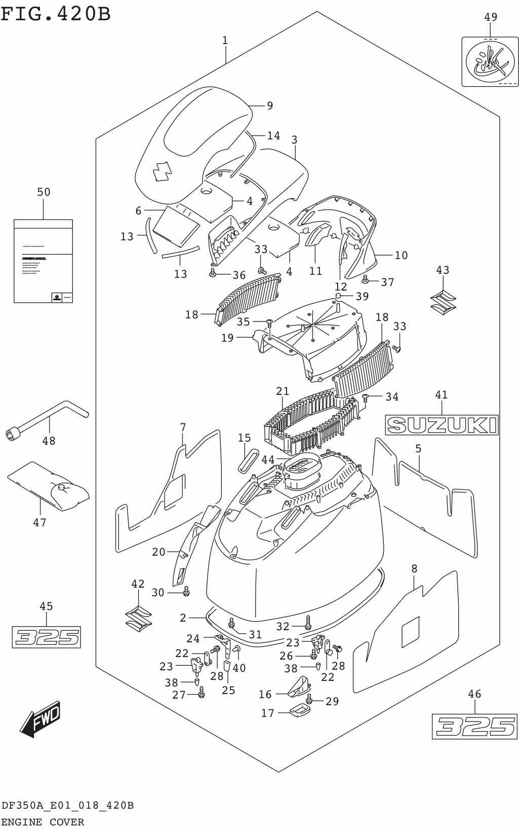 FIG.420B ENGINE COVER (DF325A E01)