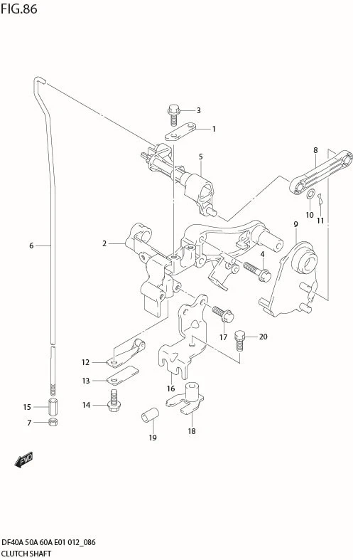 FIG 86  CLUTCH SHAFT (DF60ATH E40)
