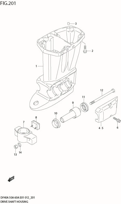 FIG 201 DRIVE SHAFT HOUSING (DF50ATH E1)