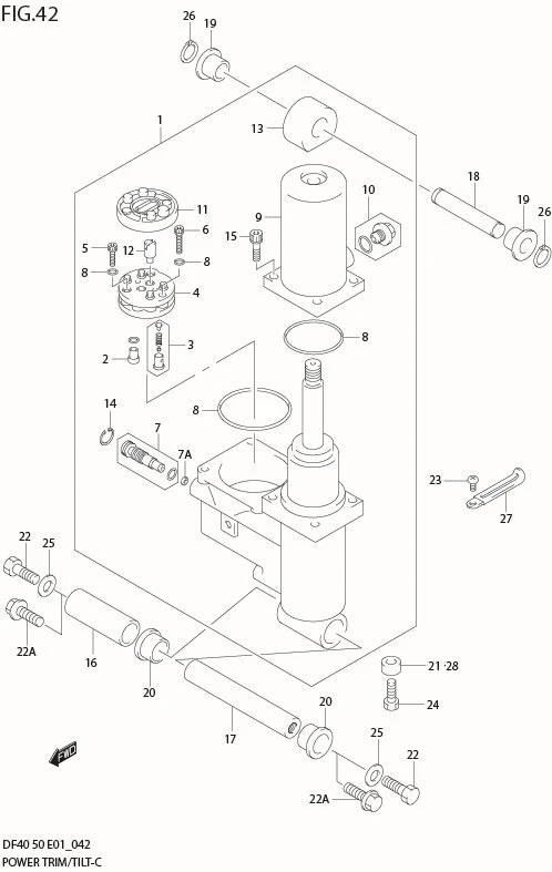 FIG 42  POWER TRIM/TILT (TYPE:T MODEL:01%10)