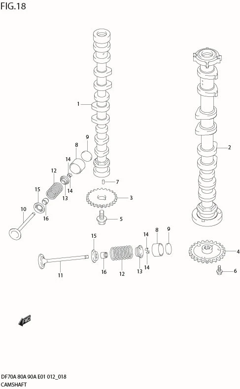 FIG 18  CAMSHAFT (DF70ATH E40)