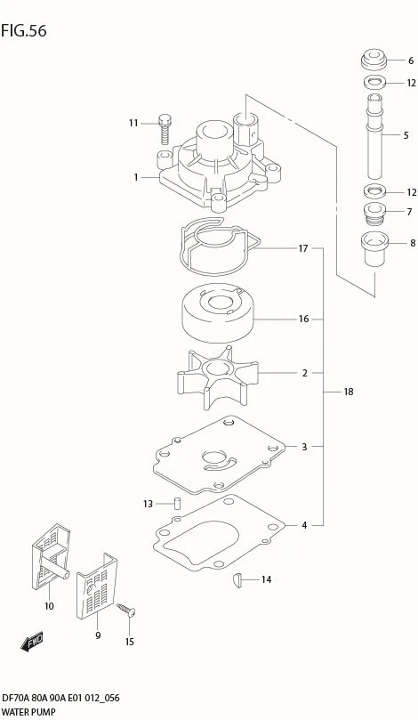 FIG 56  WATER PUMP (DF90A E40)