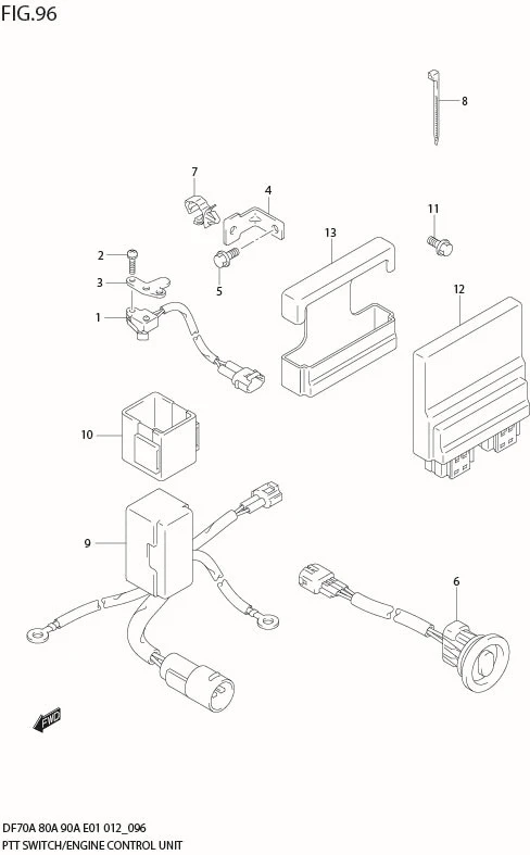 FIG 96  PTT SWITCH / ENGINE CONTROL UNIT (DF90A E40)