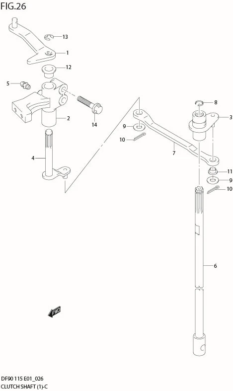 FIG 26  CLUTCH SHAFT (DF90T:372278%