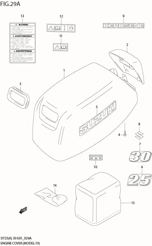 FIG 29A ENGINE COVER (DT25K:010001%,DT30:010902%)