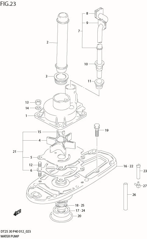 FIG 23  WATER PUMP (DT30 P40)