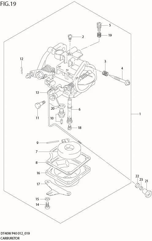 FIG 19  CARBURETOR (DT40WR P90)