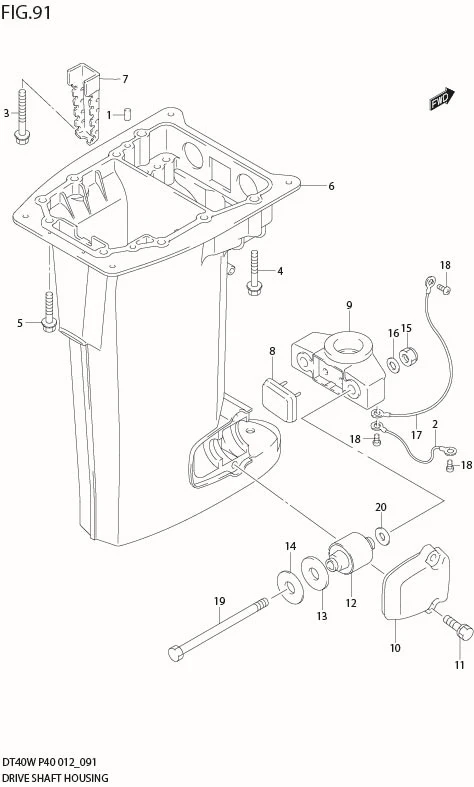FIG 91  DRIVE SHAFT HOUSING (DT40W P90)