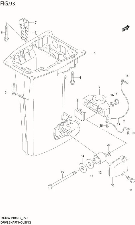 FIG 93  DRIVE SHAFT HOUSING (DT40WR P90)
