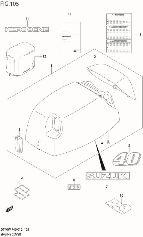 FIG 105 ENGINE COVER (DT40WK P40)