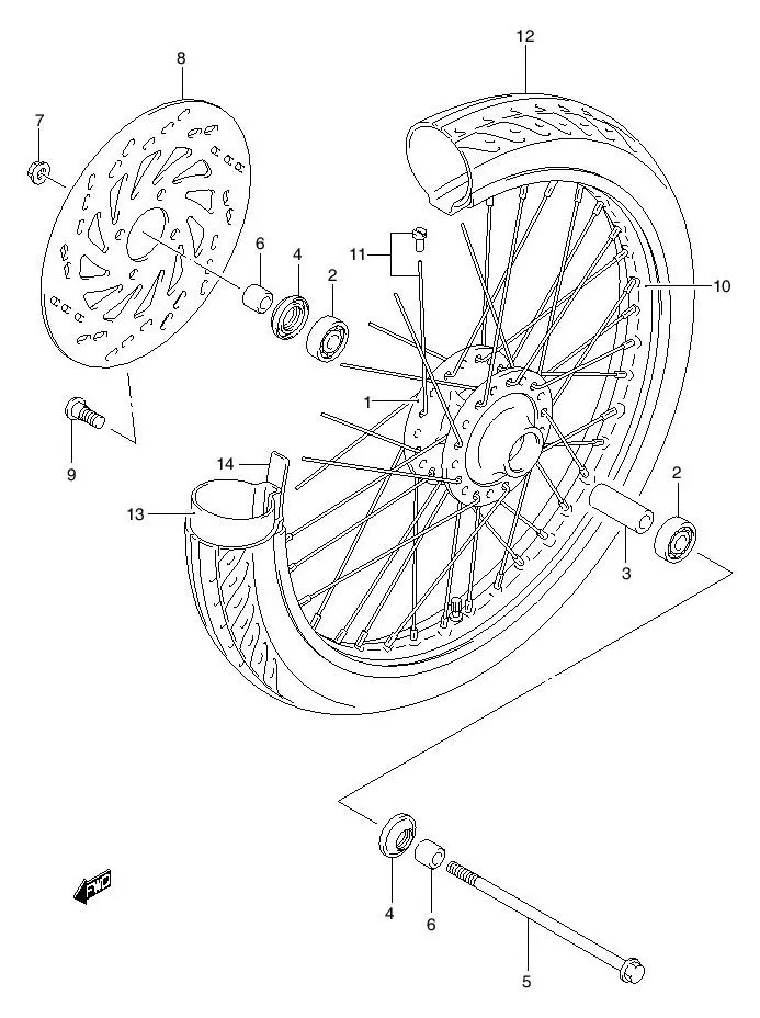 FIG.42 FRONT WHEEL FD125XSD