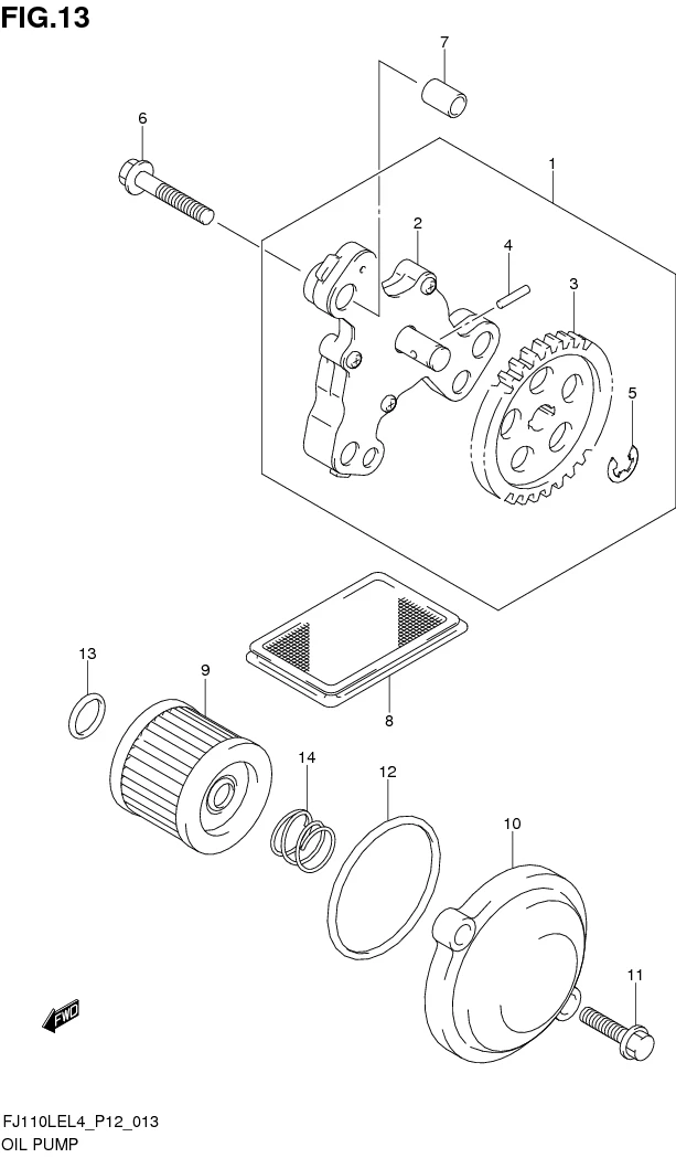 FIG. 13 OIL PUMP