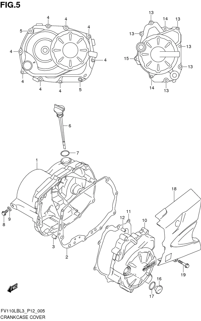 FIG. 5 CRANKCASE COVER