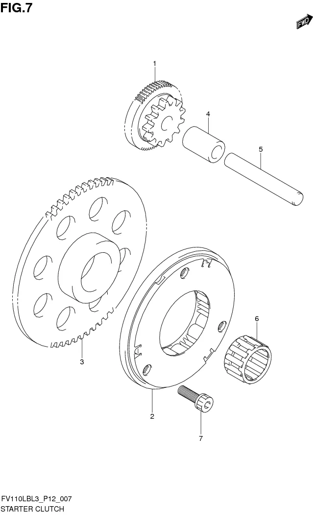 FIG. 7 STARTER CLUTCH