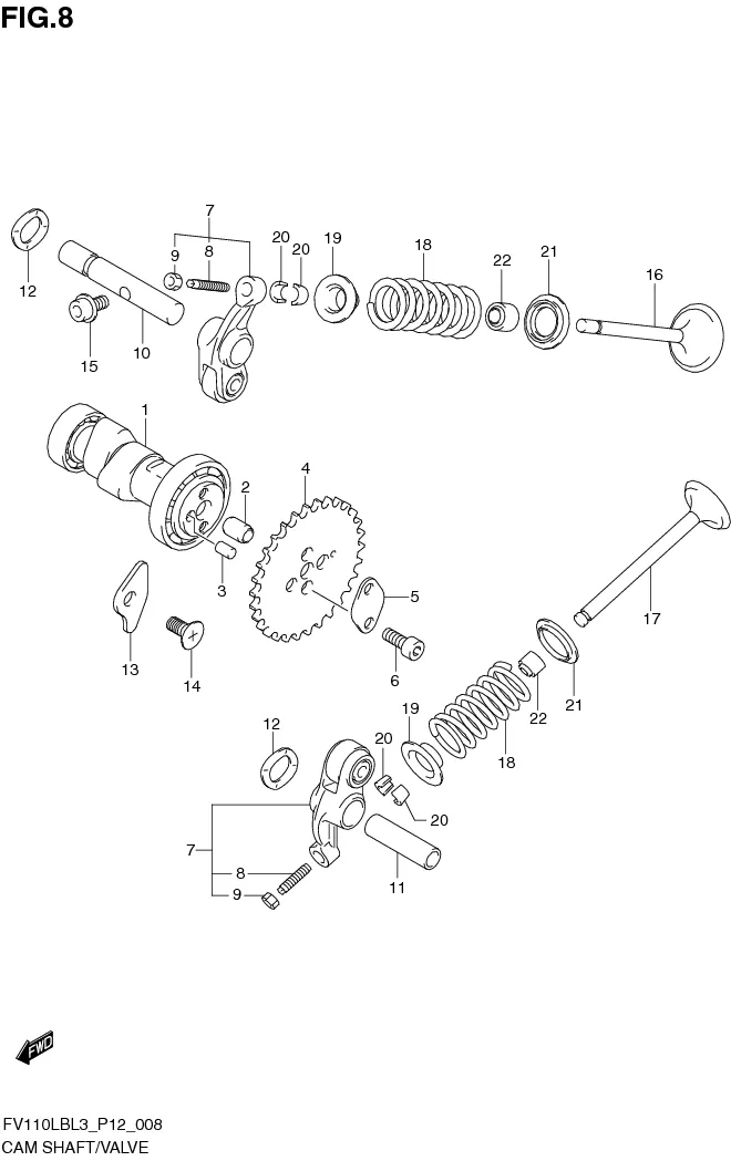 FIG. 8 CAMSHAFT/VALVE