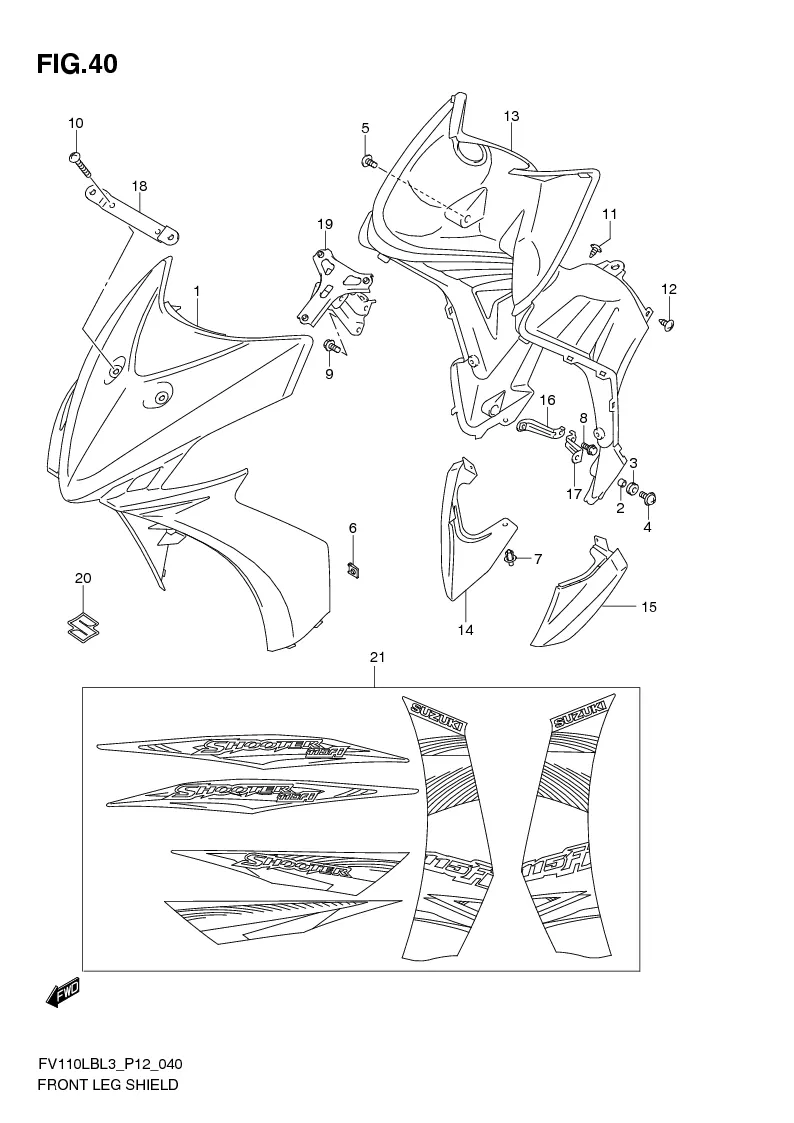 FIG. 40 FRONT LEG SHIELD