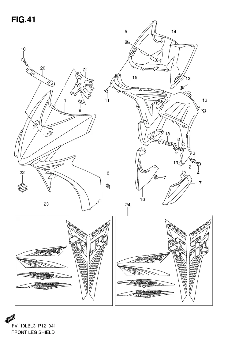 FIG. 41 FRONT LEG SHIELD