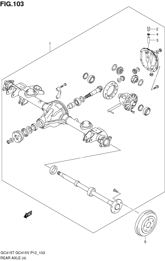 FIG.103 REAR AXLE (GC415V: TYPE 2: GL, GLX, SGX)
