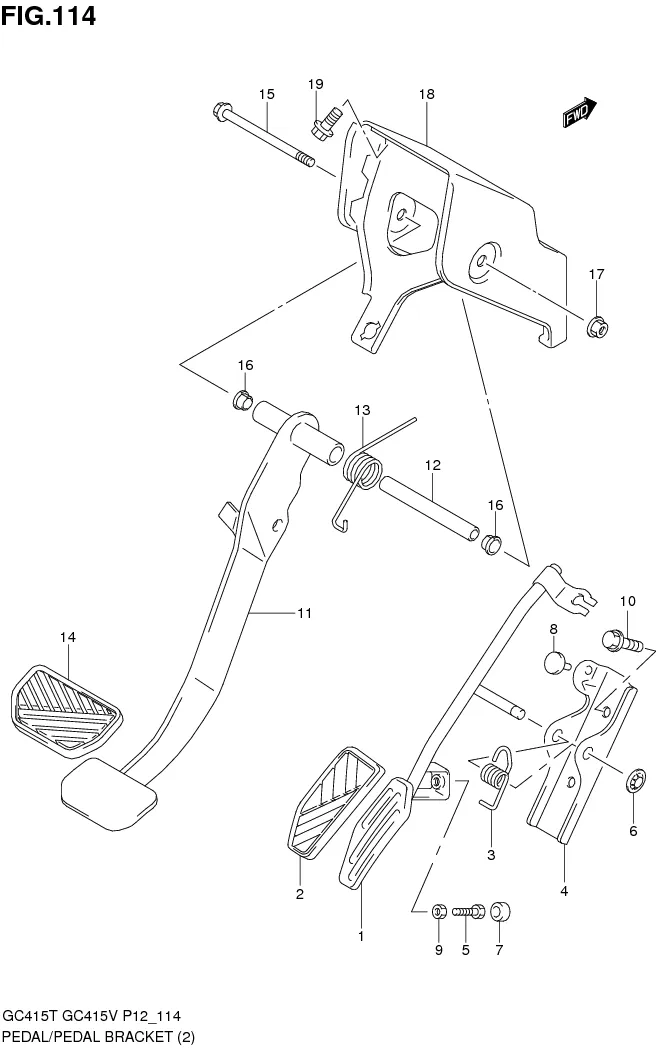 FIG.114 PEDAL / PEDAL BRACKET (AT)