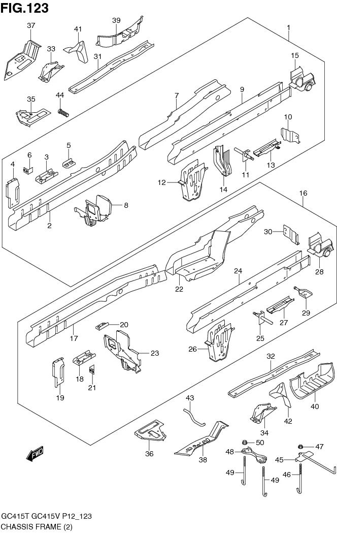 FIG.123 CHASSIS FRAME (GC415V:TYPE 1)