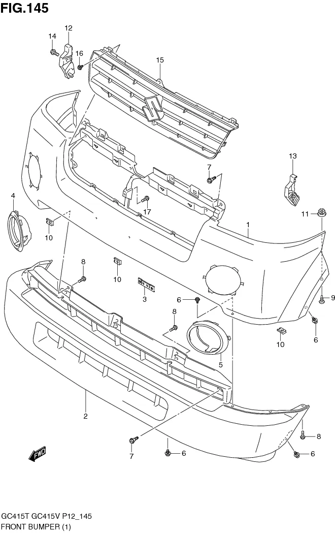 FIG.145 FRONT BUMPER (GC415T,GC415V:SEE NOTE)