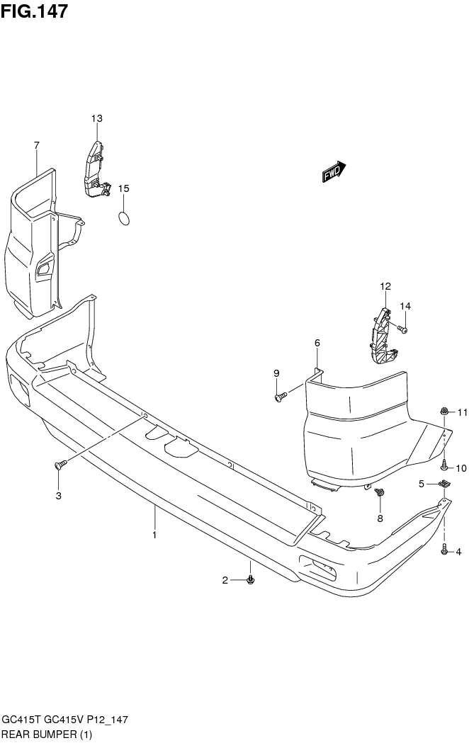 FIG.147 REAR BUMPER (GC415T,GC415V:SEE NOTE)