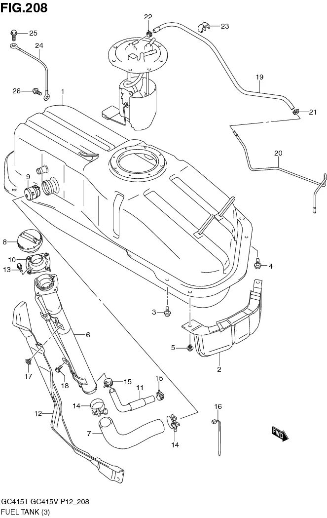 FIG.208 FUEL TANK (TYPE 1:GC415V:EURO 2)