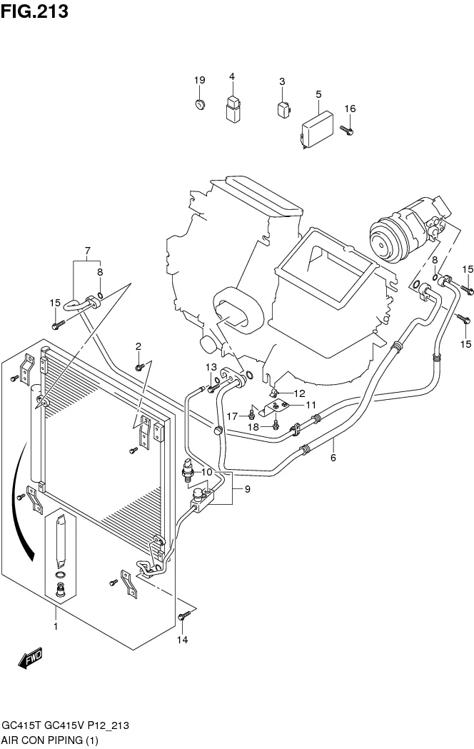 FIG.213 AIR CON PIPING (W/SINGLE AIR CON)