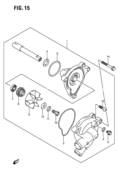 FIG. 15 WATER PUMP