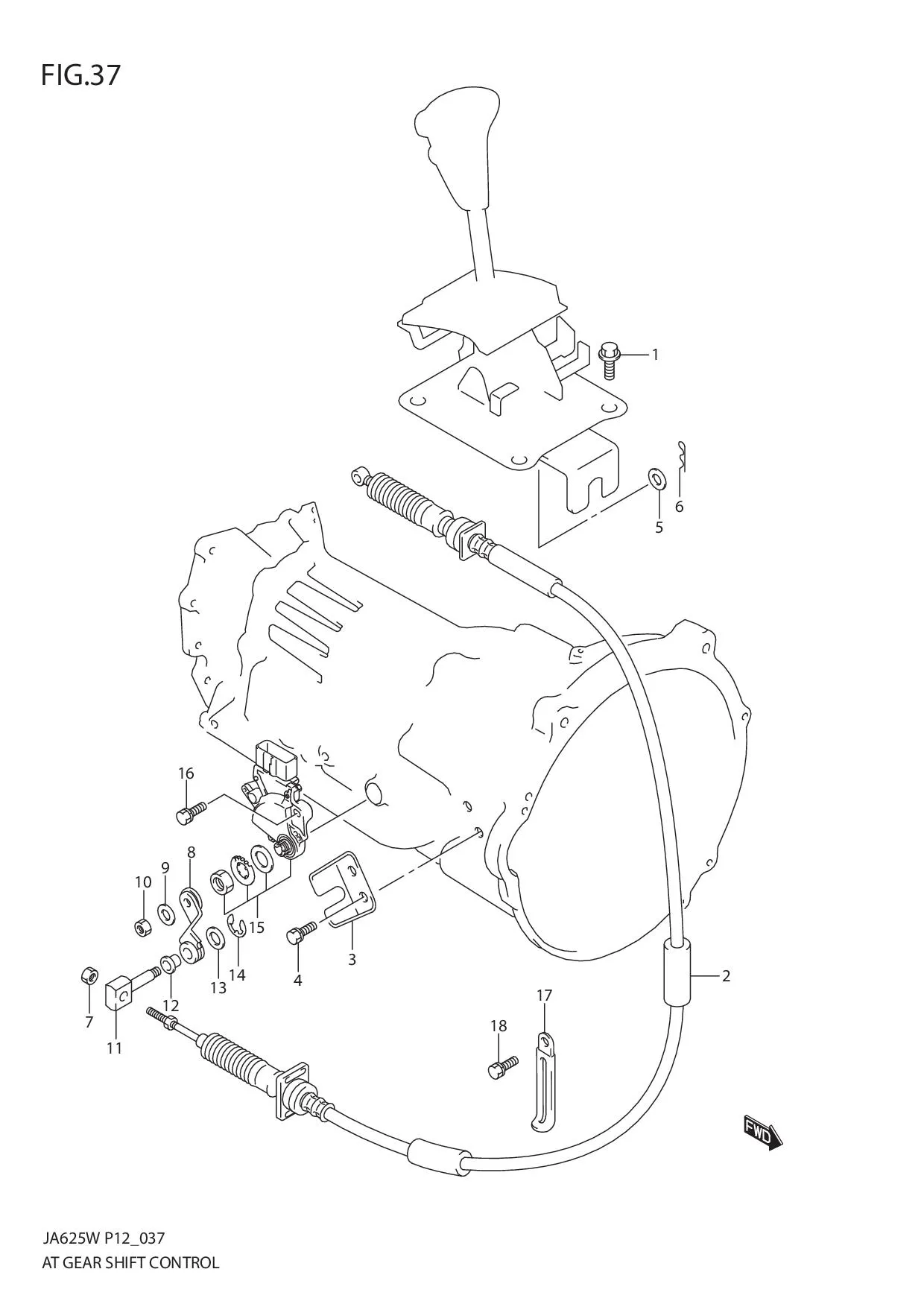 FIG.37 AT GEAR SHIFT CONTROL